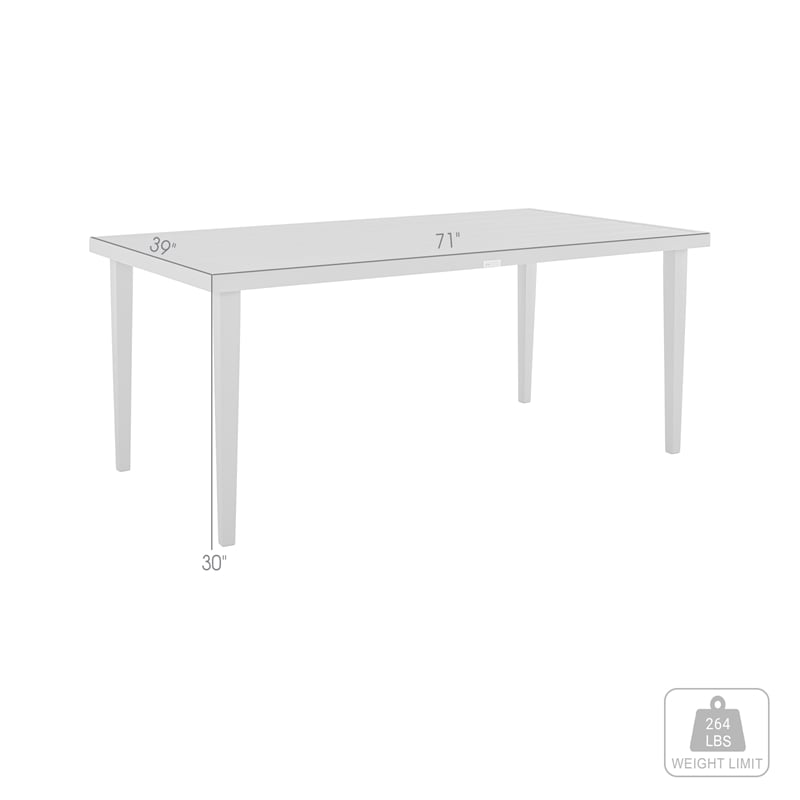 Armen Living Silvana Rectangle Outdoor Modern Aluminum Dining Table in Gray