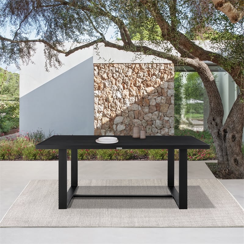 Armen Living Felicia Modern Aluminum Patio Dining Table in Black