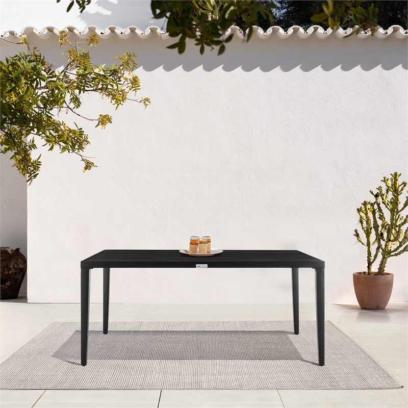 Armen Living Aileen Modern Aluminum Outdoor Dining Table in Black