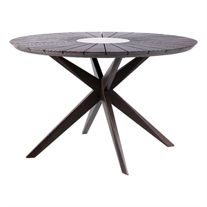sachi outdoor dark eucalyptus wood concrete round dining table