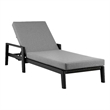 Armen Living Grand Adjustable Outdoor Fabric Chaise Lounge Chair in Gray/Black