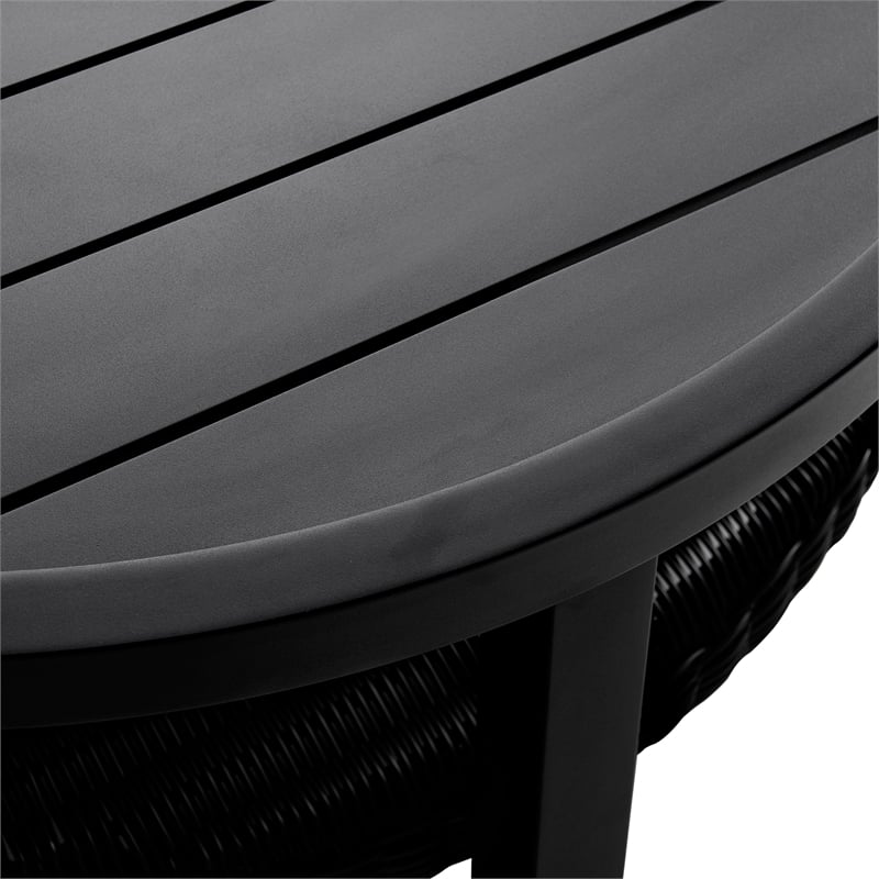 Armen Living Grand Round Aluminum Outdoor Conversation Table in Black