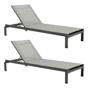 solana outdoor dark grey aluminum stacking chaise lounge chair set of 2