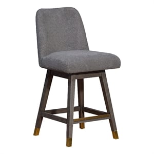 Armen Living Amalie 26&quot Fabric/Oak Wood Swivel Counter Stool in Gray