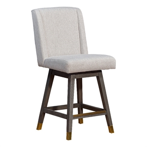 stancoste swivel counter stool grey oak wood finish taupe fabric