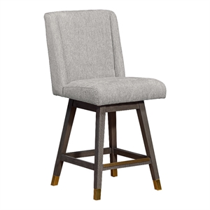 stancoste swivel counter stool grey oak wood finish mocha fabric