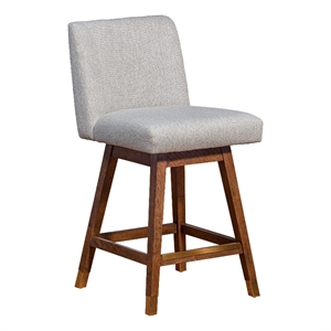 basila swivel counter stool brown oak wood finish taupe fabric