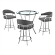 Armen Living Naomi and Valerie 4-Piece Stainless Steel Dining Set in Silver/Gray