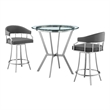 Armen Living Naomi and Valerie 3-Piece Stainless Steel Dining Set in Silver/Gray