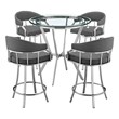 Armen Living Naomi and Valerie 5-Piece Stainless Steel Dining Set in Silver/Gray