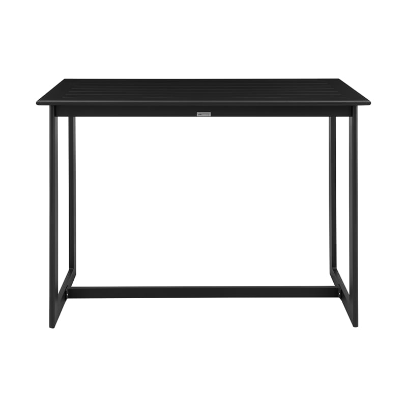 Armen Living Aileen 5-Piece Aluminum Patio Bar Table Set in Black/Gray