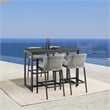 Armen Living Aileen 5-Piece Aluminum Patio Bar Table Set in Black/Gray