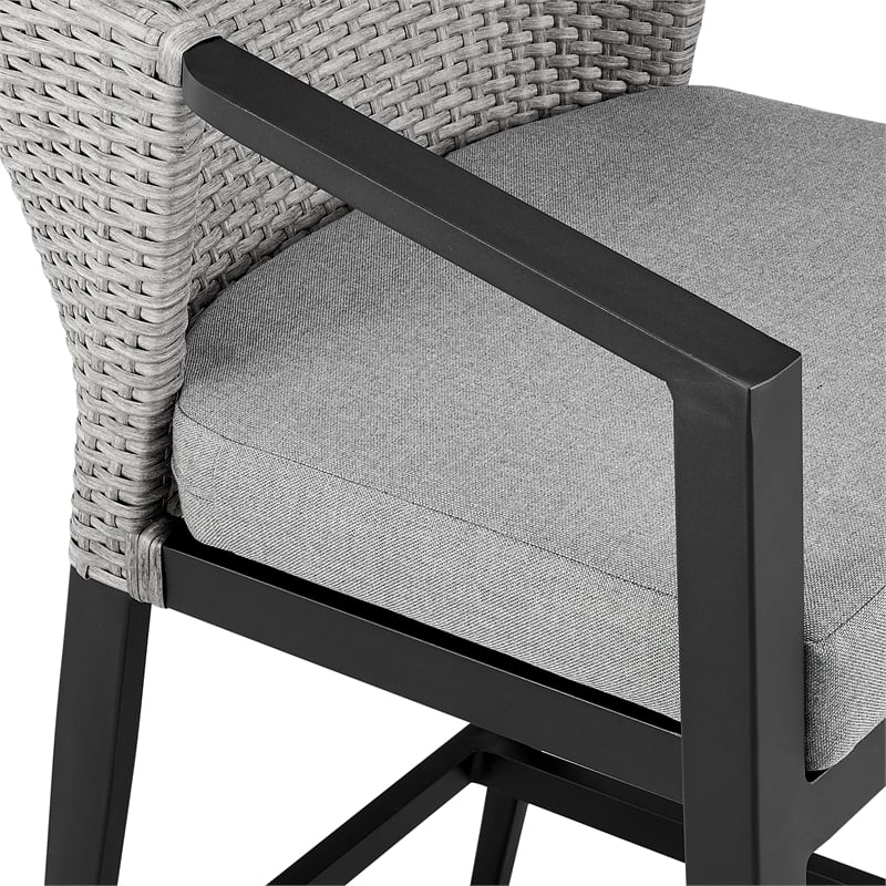 Armen Living Aileen 5-Piece Aluminum Patio Bar Table Set in Black/Gray
