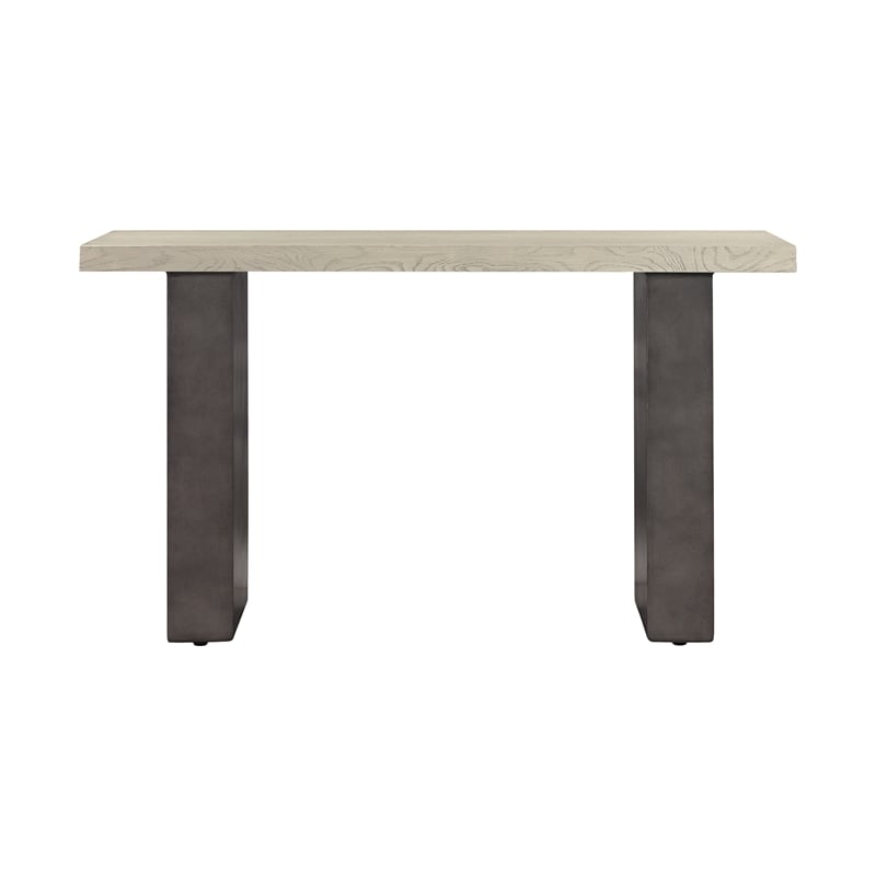 Armen Living Abbey Modern Concrete & Wood Console Table in Gray Oak/Silver-Gray