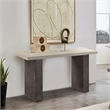Armen Living Abbey Modern Concrete & Wood Console Table in Gray Oak/Silver-Gray