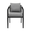 Armen Living Aileen Outdoor Fabric/Rattan Dining Chairs in Gray/Black (Set of 2)