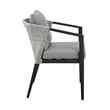 Armen Living Aileen Outdoor Fabric/Rattan Dining Chairs in Gray/Black (Set of 2)