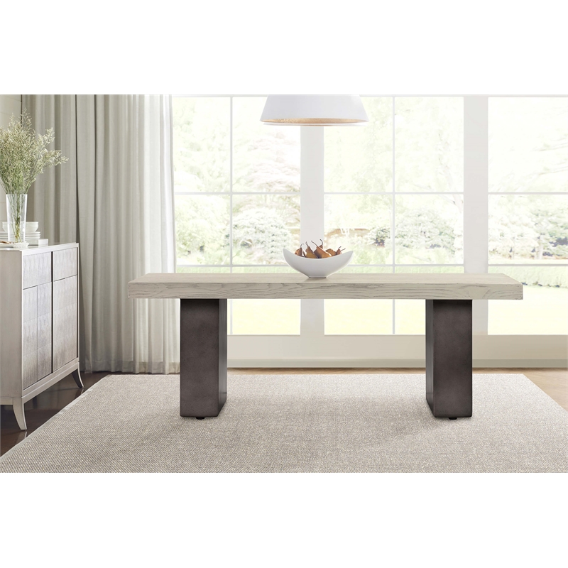 Armen Living Abbey Modern Concrete & Wood Dining Table in Gray/Oak