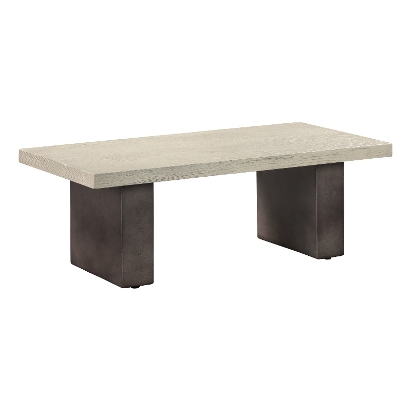 Armen Living Abbey Modern Concrete & Wood Dining Table in Gray/Oak