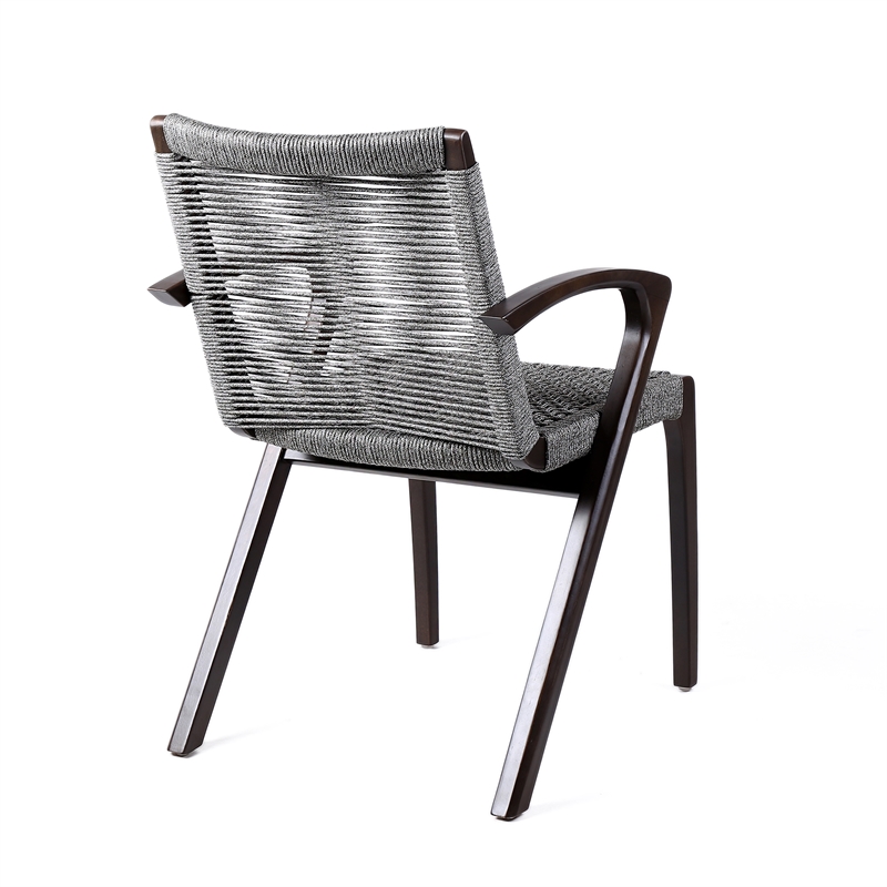 Armen Living Sachi 5-Piece Outdoor Wood/Concrete Dining Set in Dark Brown/Gray