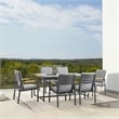 Armen Living Royal 7-Piece Outdoor Modern Aluminum Dining Set in Black/Dark Gray