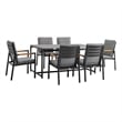 Armen Living Royal 7-Piece Outdoor Modern Aluminum Dining Set in Black/Dark Gray