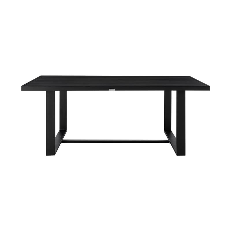 Armen Living Felicia 7-Piece Outdoor Aluminum Dining Table Set in Black/Gray