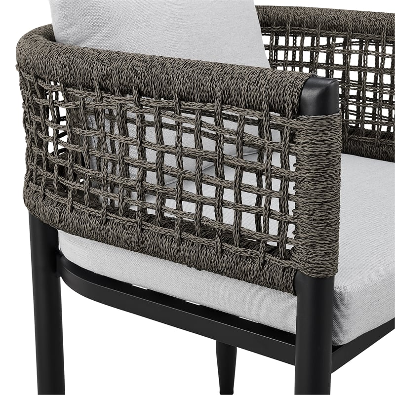 Armen Living Felicia 7-Piece Outdoor Aluminum Dining Table Set in Black/Gray