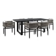 Armen Living Felicia 7-Piece Outdoor Aluminum Dining Table Set in Black/Gray