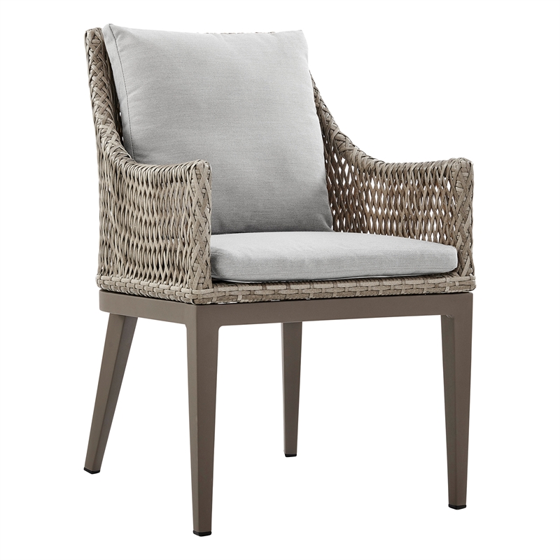 Armen Living Silvana 5-Piece Outdoor Fabric/Aluminum Dining Set in Gray/Brown