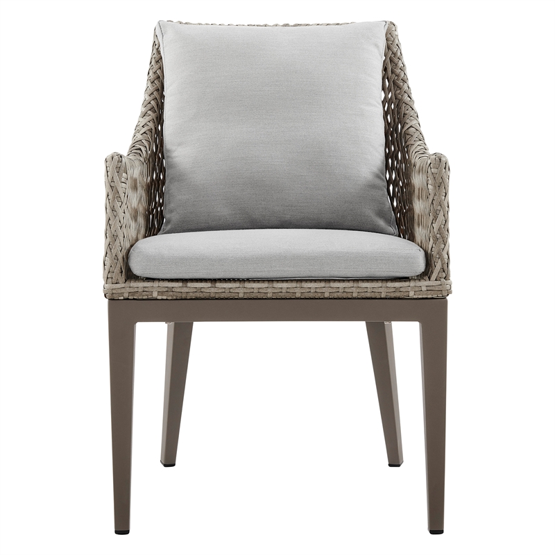 Armen Living Silvana 5-Piece Outdoor Fabric/Aluminum Dining Set in Gray/Brown