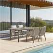 Armen Living Silvana 5-Piece Outdoor Fabric/Aluminum Dining Set in Gray/Brown