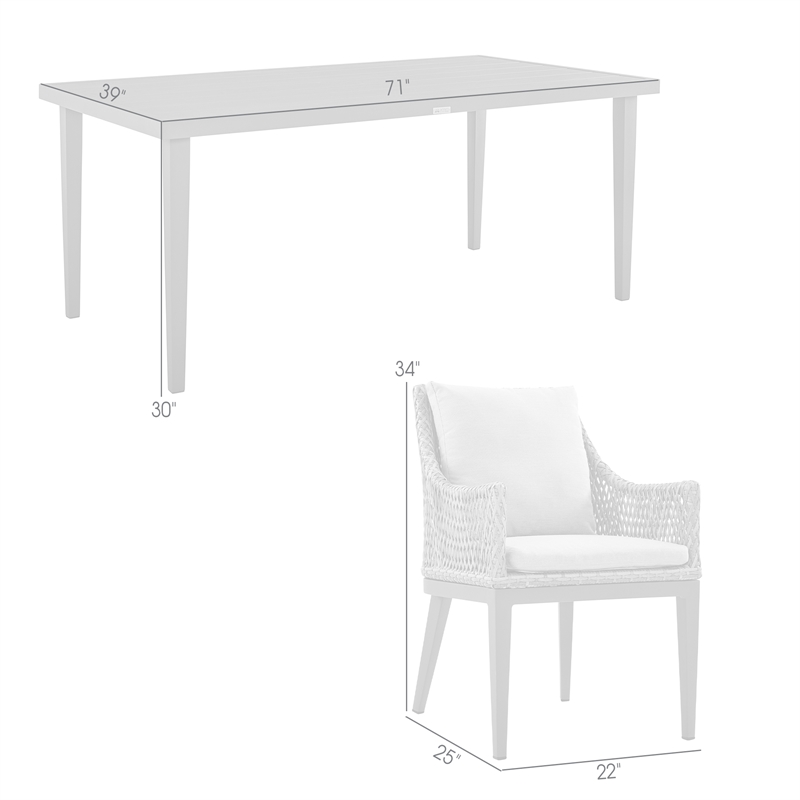 Armen Living Silvana 5-Piece Outdoor Fabric/Aluminum Dining Set in Gray/Brown