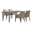 Armen Living Silvana 5-Piece Outdoor Fabric/Aluminum Dining Set in Gray/Brown
