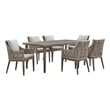 Armen Living Silvana 7-Piece Outdoor Fabric/Aluminum Dining Set in Gray/Brown