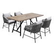 Armen Living Koala/Calica 5-Piece Modern Wood Dining Set in Light Gray/Brown