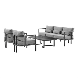 venice 4 piece dark gray aluminum outdoor seating set dark gray cushions