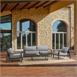 Armen Living Grand 4-Piece Aluminum Outdoor Seating Set in Black/Gray