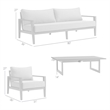 Armen Living Grand 4-Piece Aluminum Outdoor Seating Set in Black/Gray