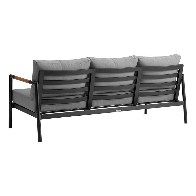 Armen Living Royal 4-Piece Aluminum Outdoor Seating Set in Black/Dark Gray