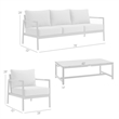 Armen Living Royal 4-Piece Aluminum Outdoor Seating Set in Black/Dark Gray