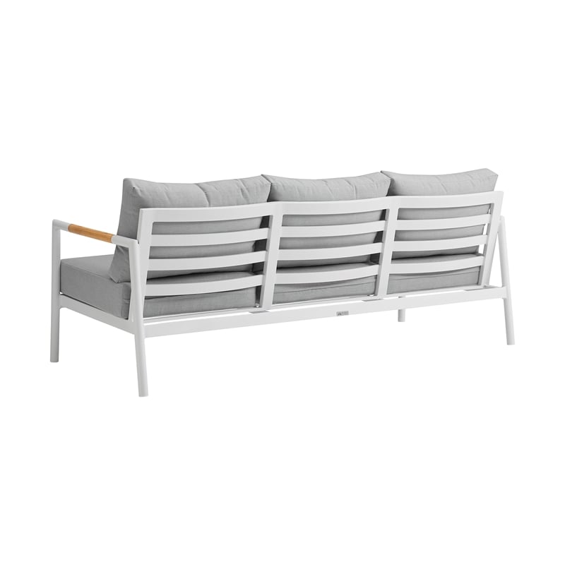 Armen Living Royal 4PC Outdoor Fabric & Aluminum Seating Set in White/Light Gray