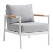 Armen Living Royal 4PC Outdoor Fabric & Aluminum Seating Set in White/Light Gray