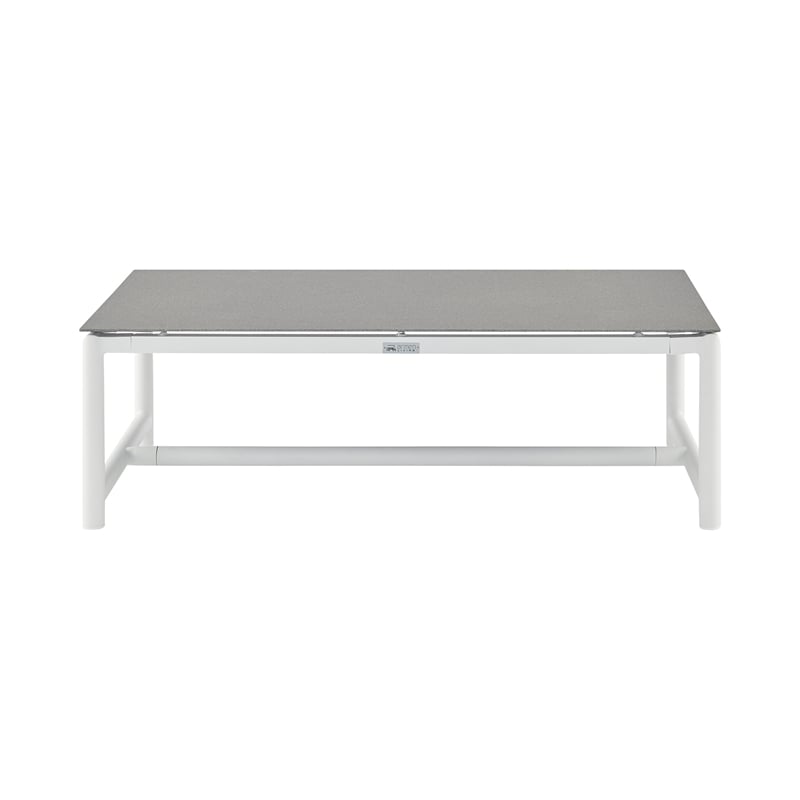 Armen Living Royal 4PC Outdoor Fabric & Aluminum Seating Set in White/Light Gray