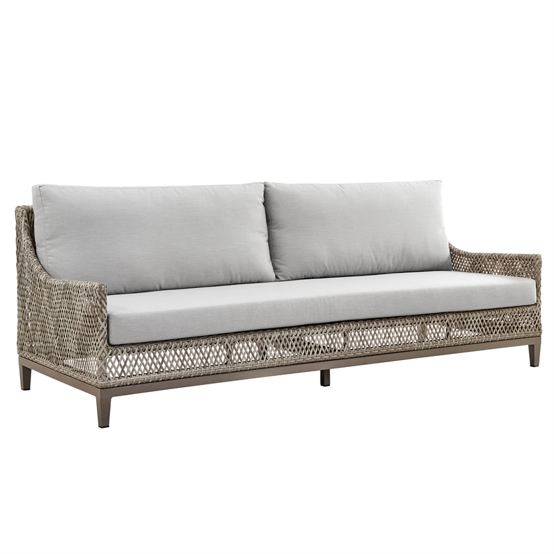 Armen Living Silvana 4-Piece Outdoor Fabric/Aluminum Conversation Set in Gray