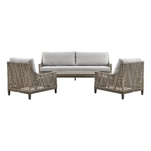 Armen Living Silvana 4-Piece Outdoor Fabric/Aluminum Conversation Set in Gray