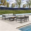 Armen Living Felicia 4PC Wicker / Rattan Outdoor Conversation Set in Black/Gray