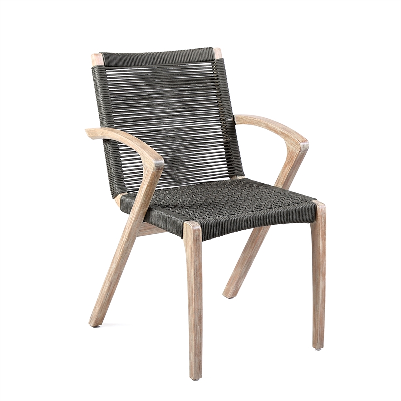 Armen Living Sachi 5-Piece Outdoor Wood/Concrete Dining Set in Light Brown/Gray