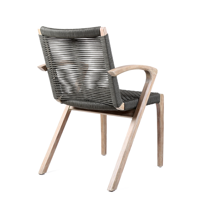 Armen Living Sachi 5-Piece Outdoor Wood/Concrete Dining Set in Light Brown/Gray