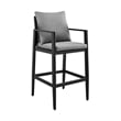 Armen Living Grand 5-Piece Aluminum & Fabric Patio Bar Table Set in Black/Gray
